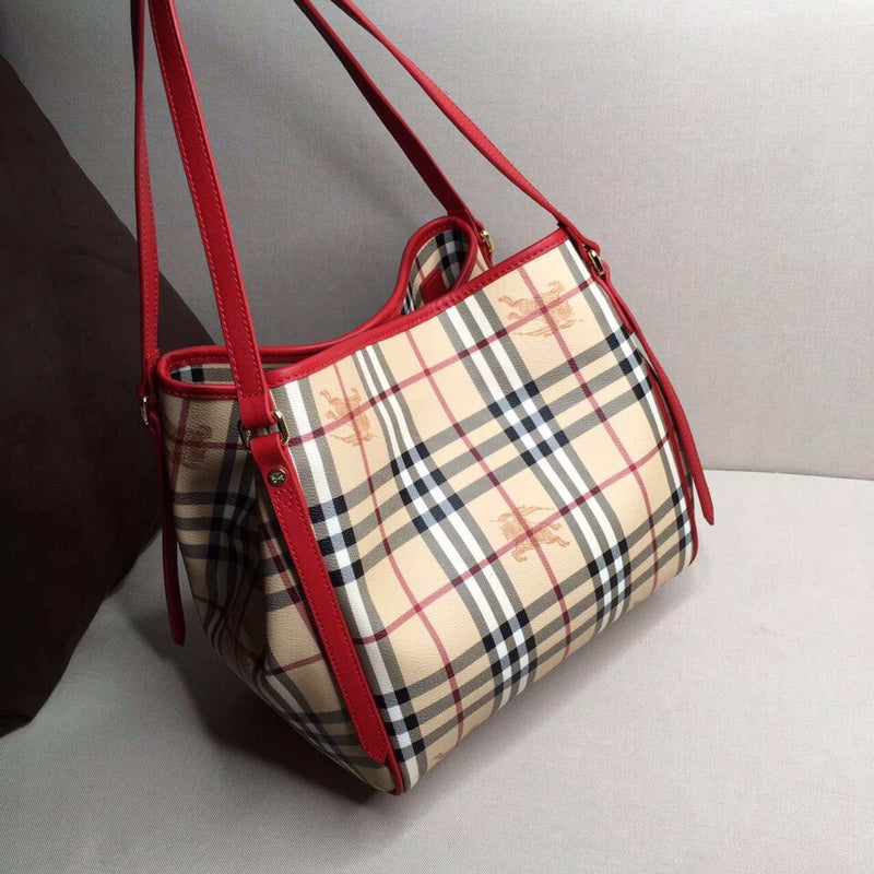 Premium Classic Tote Bag â€“ War Horse Plaid PVC & Cowhide Leather