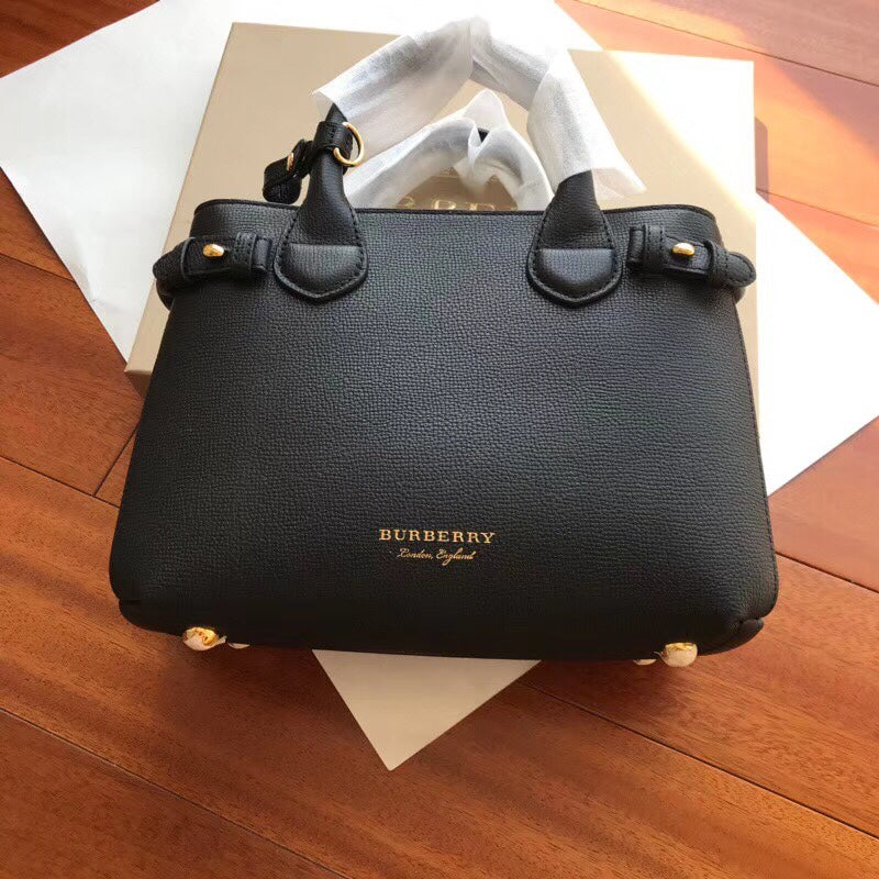 Burberry The Banner Handbag - Compact Leather & Plaid