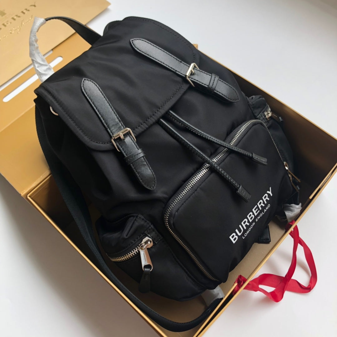 Medium Micro-Label Military Backpack with Leather Trim