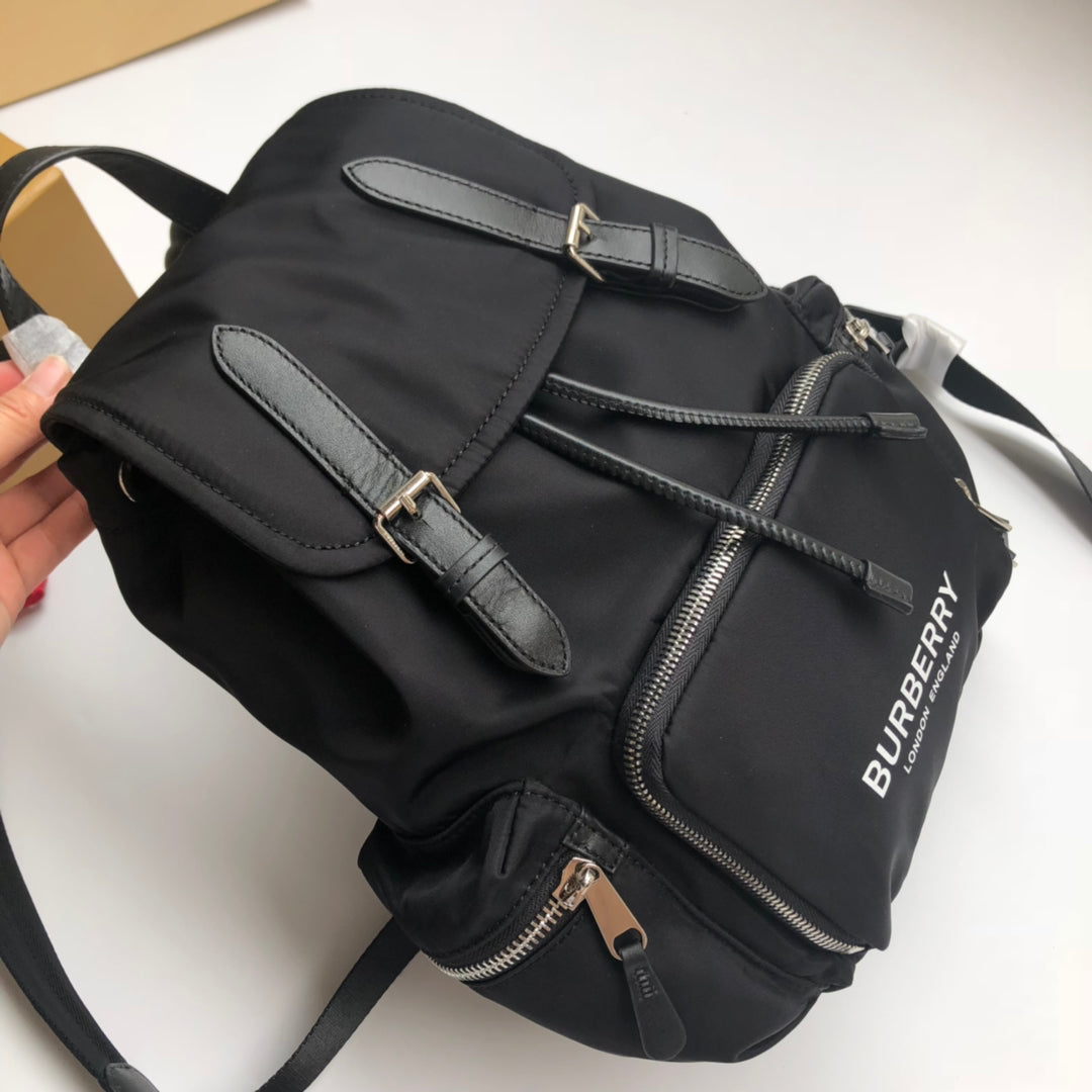 Medium Micro-Label Military Backpack with Leather Trim