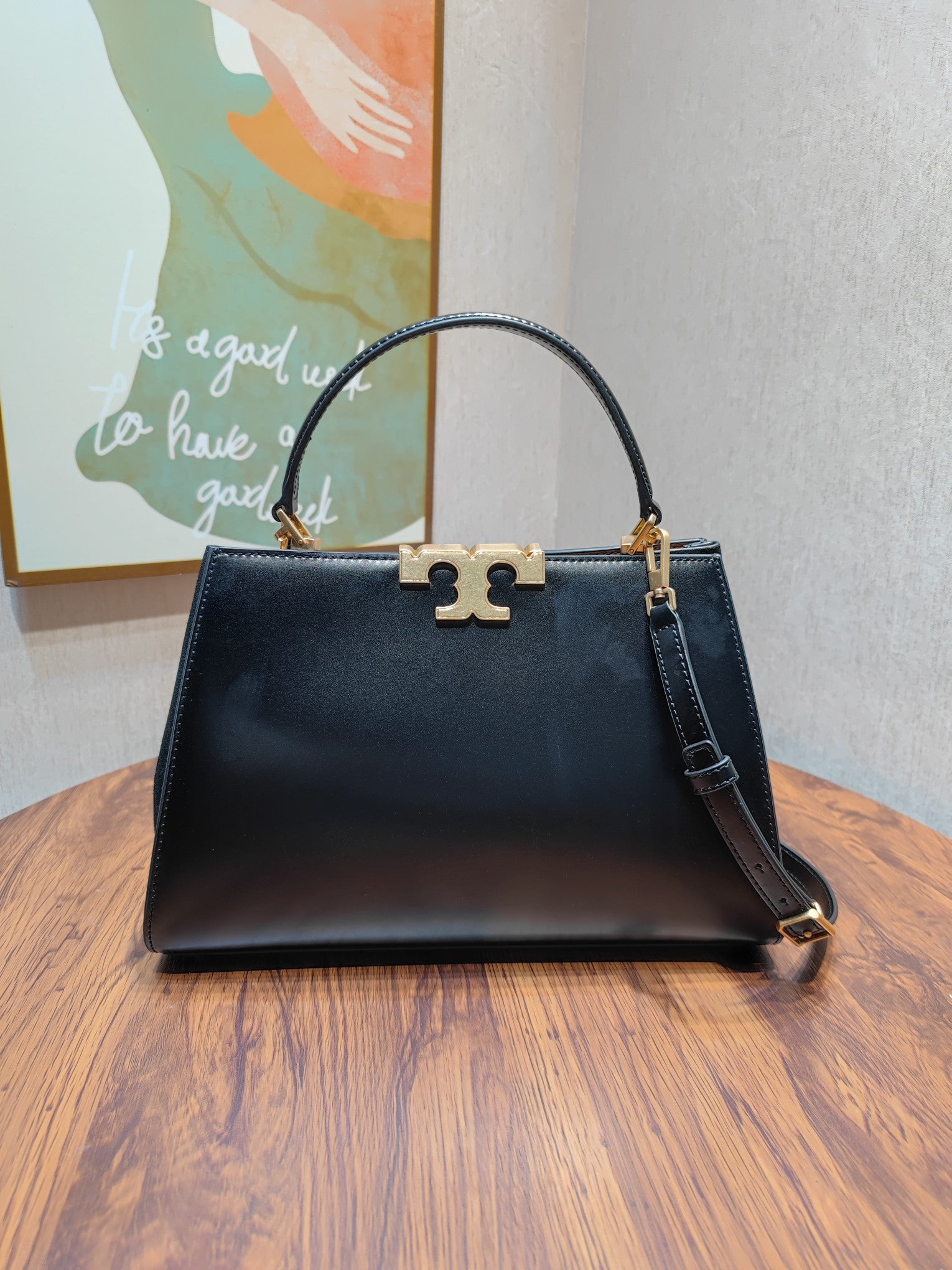 Tory Burch Eleanor Leather Handbag with Suede Trimmings