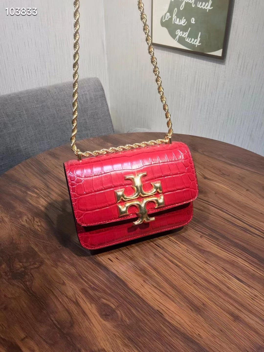 TORY BURCH ELEANOR Large Crocodile Pattern Accordion Bag