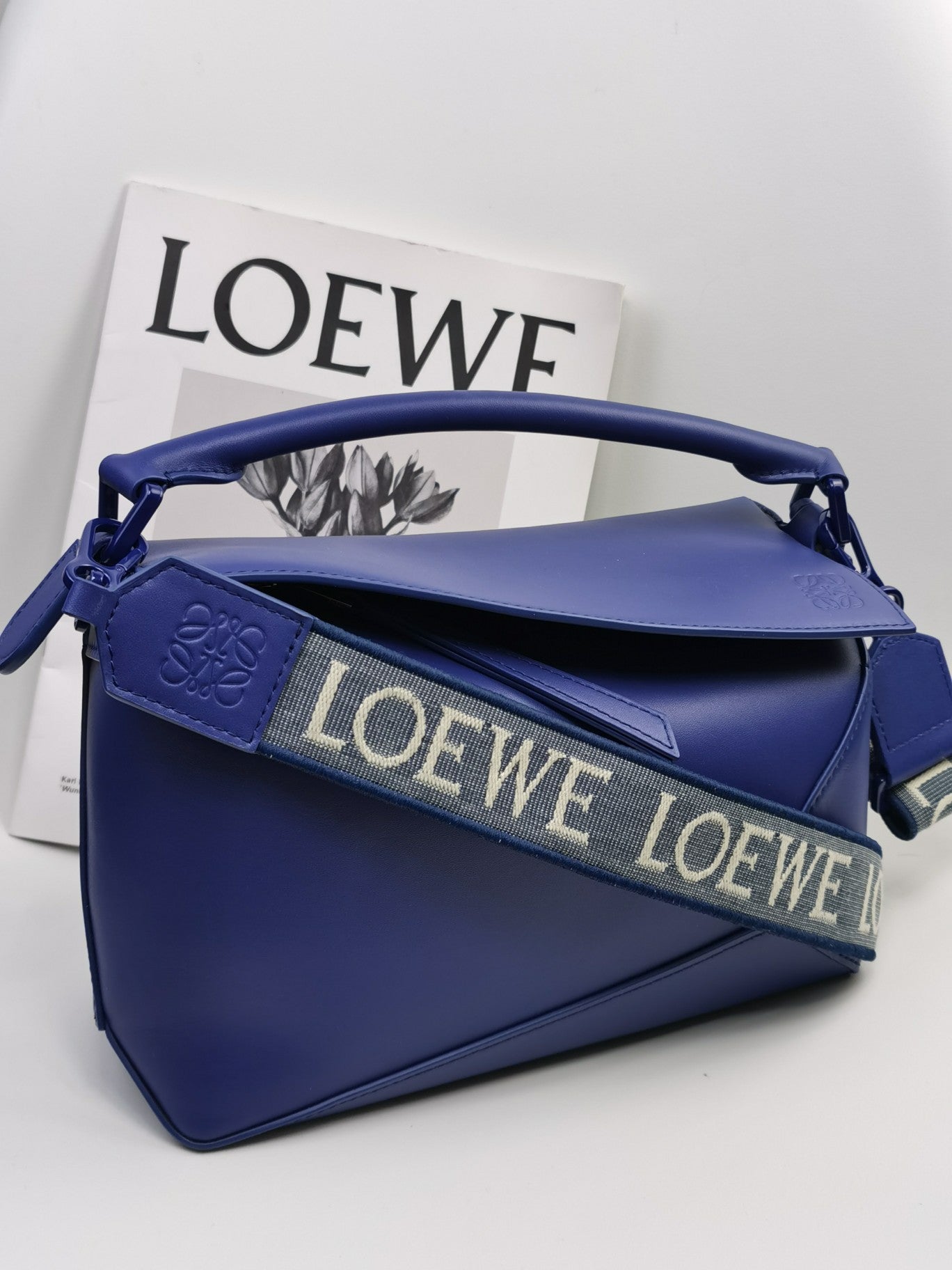 LOEWE Small Puzzle Edge Bag in Blue Glaze - Genuine Leather Handbag
