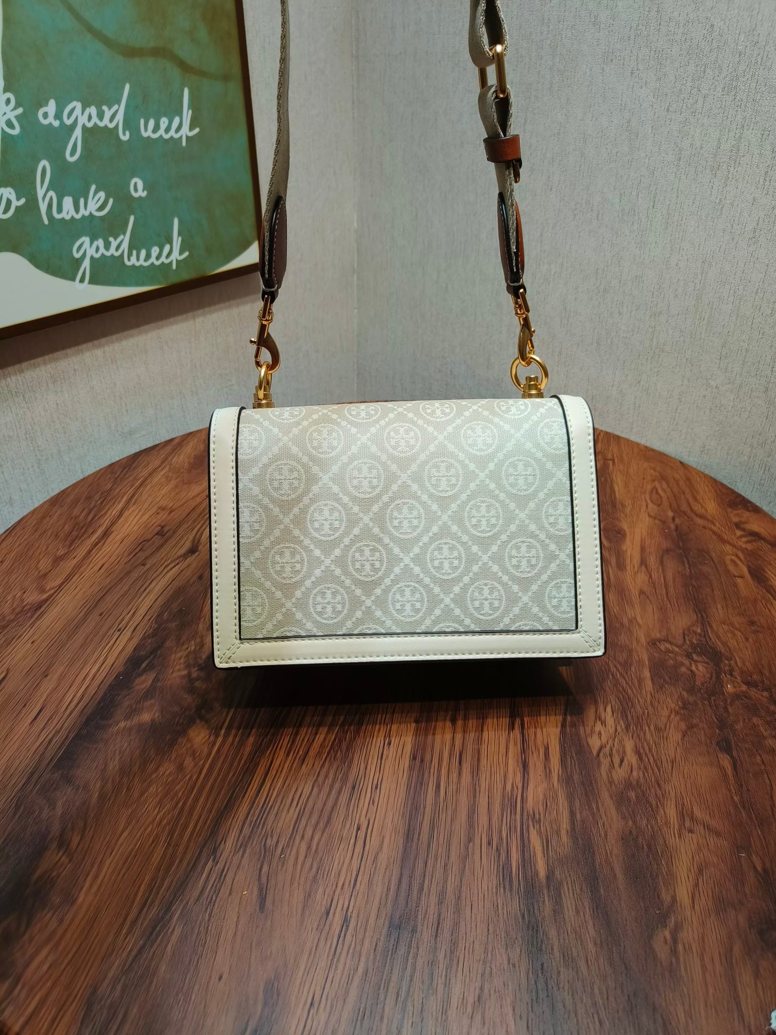 ** Tory Burch No. 1612 White Flower Jacquard Crossbody Bag

**