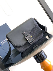 Christian Dior Black Oblique Saddle Bag with Adjustable Strap