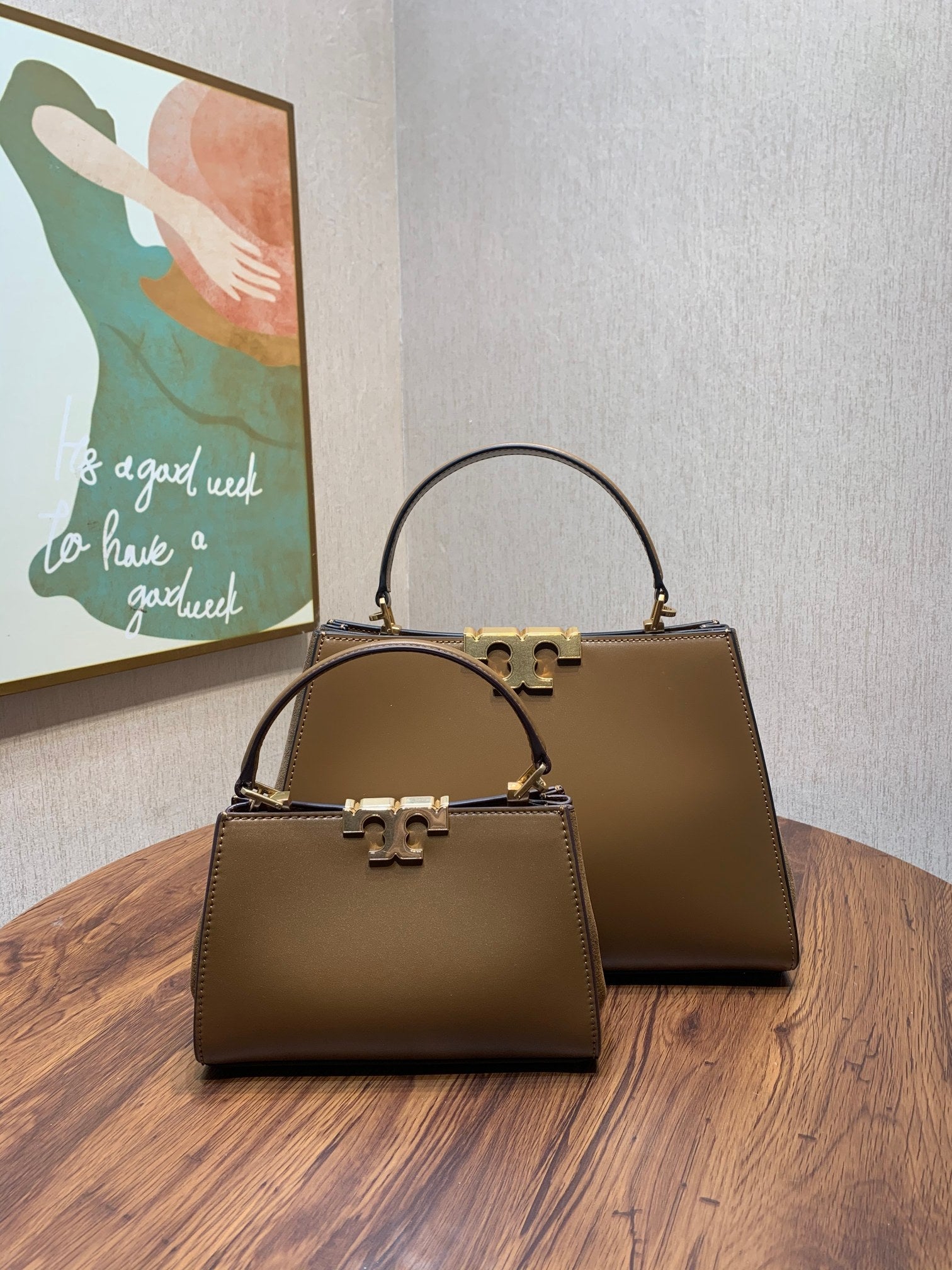 Tory Burch Eleanor Small Leather Handbag with Suede Trim