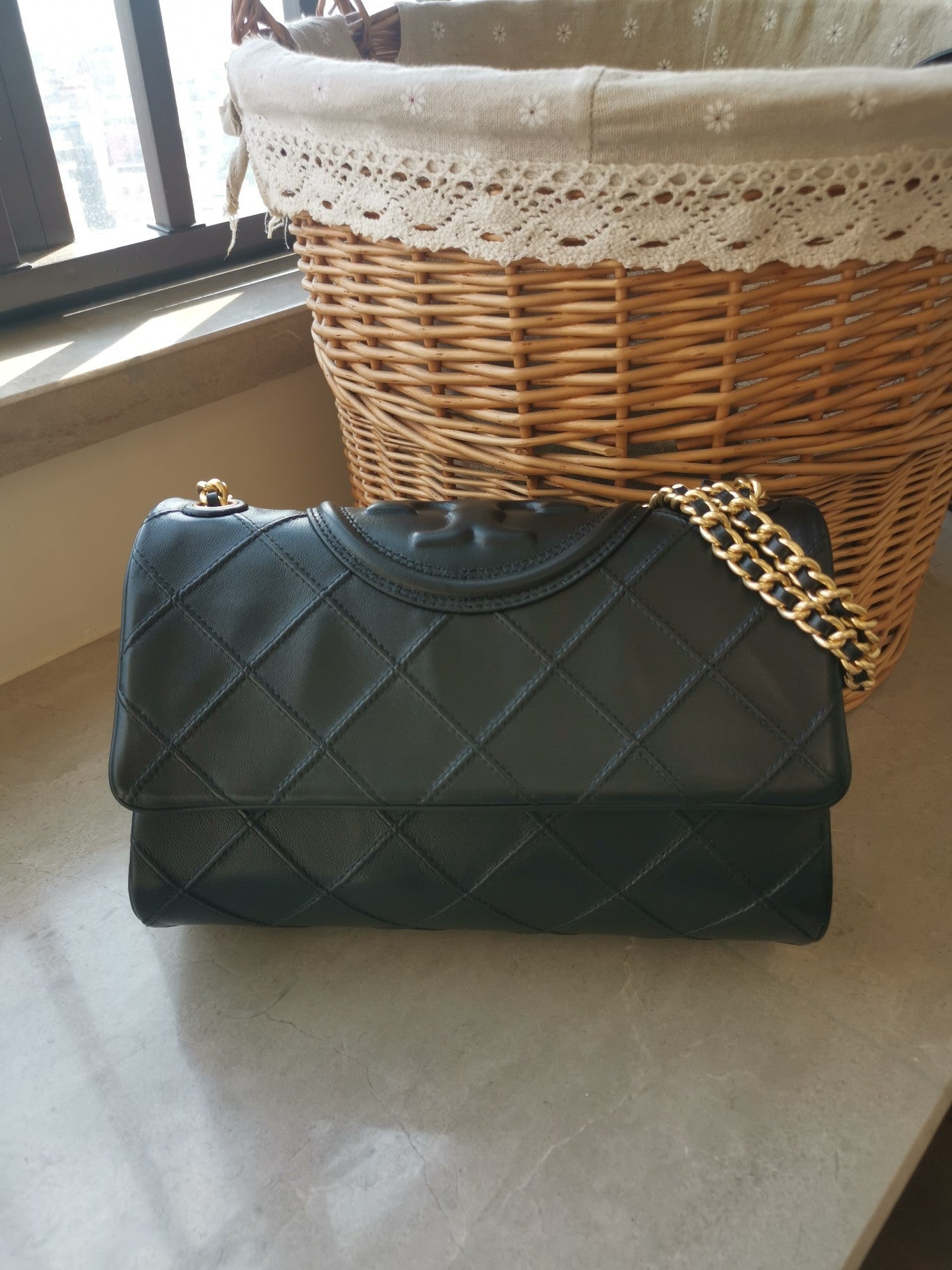 Tory Burch Fleming Soft Leather Bag with Braided Chain