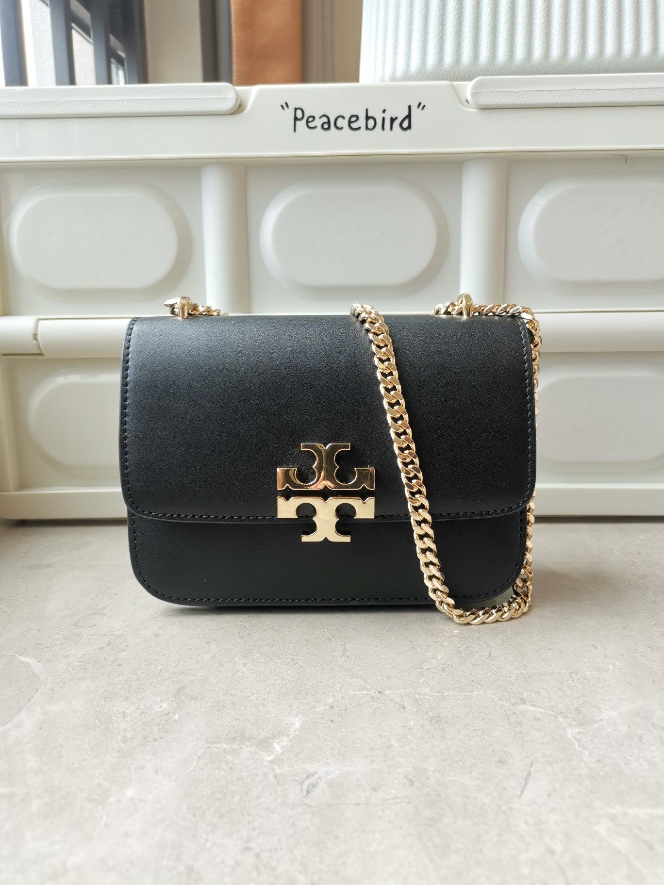 Tory Burch Eleanor Small Gold Brick Chain Shoulder Bag