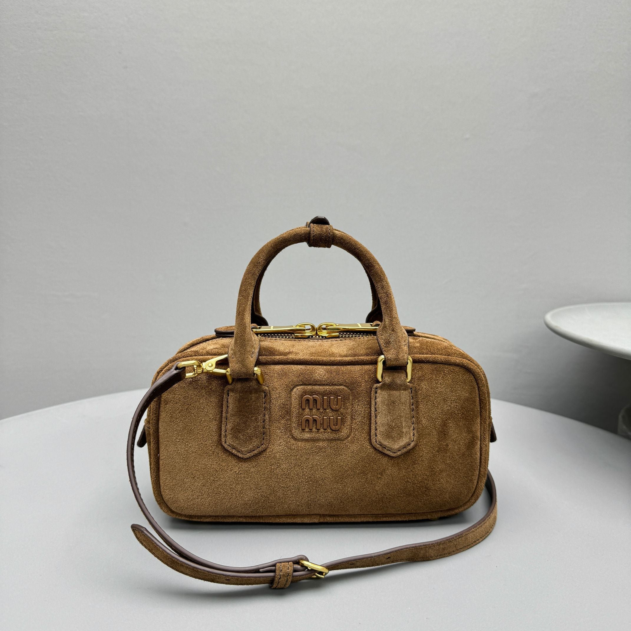 Miu Retro Small Square Bag - Frosted Dark Brown