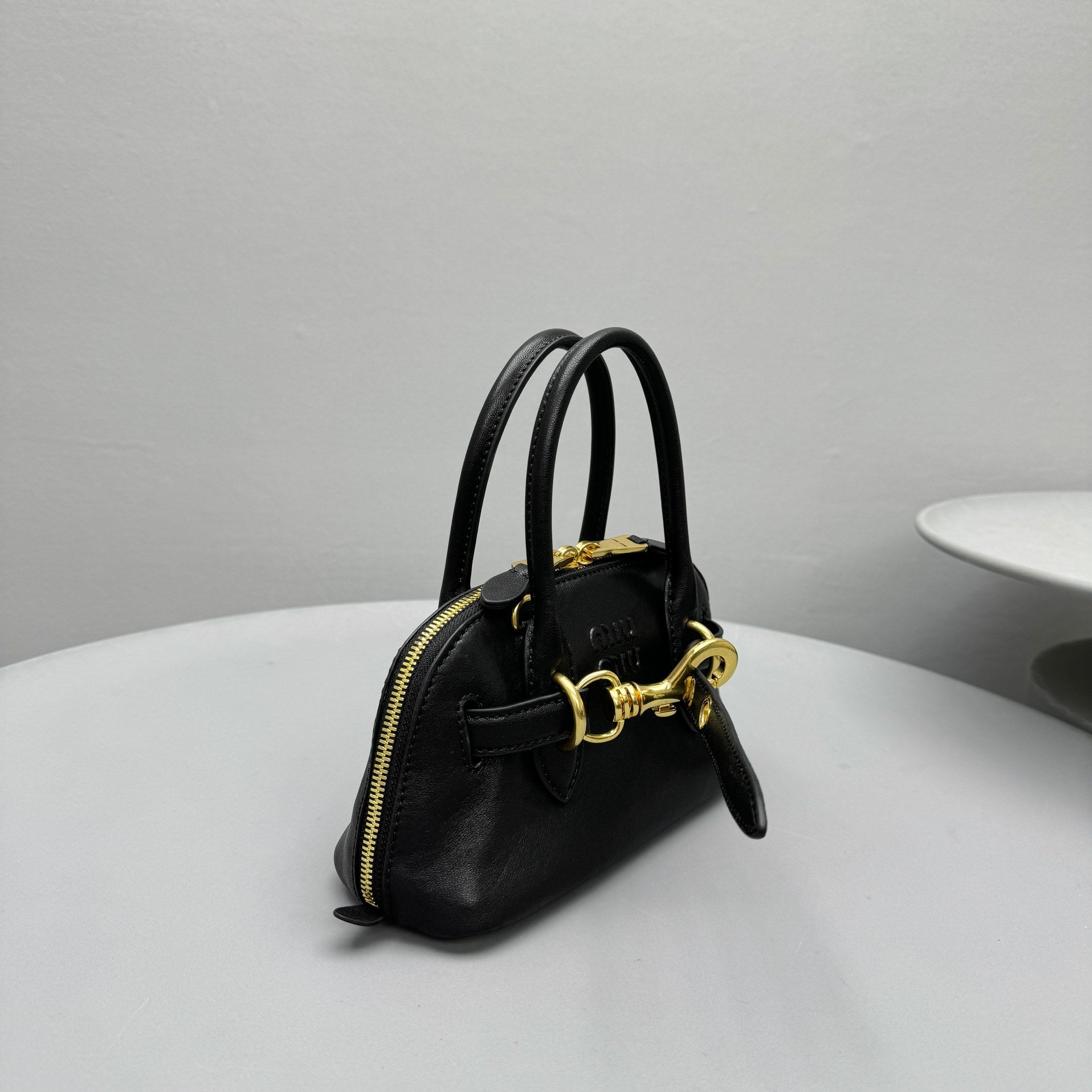 Retro Mini Black Sheepskin Shell Handbag/Crossbody Bag