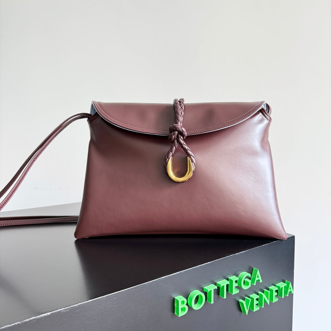 Bottega Veneta Women's Logo Shoulder Bag - Retro Elegance in Smooth Leather