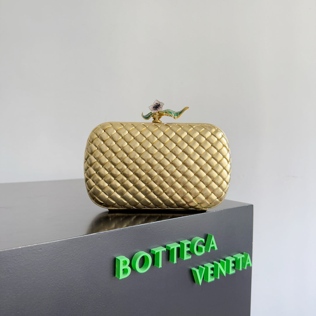 Bottega Veneta Women's Metallic Gold Knot Evening Bag