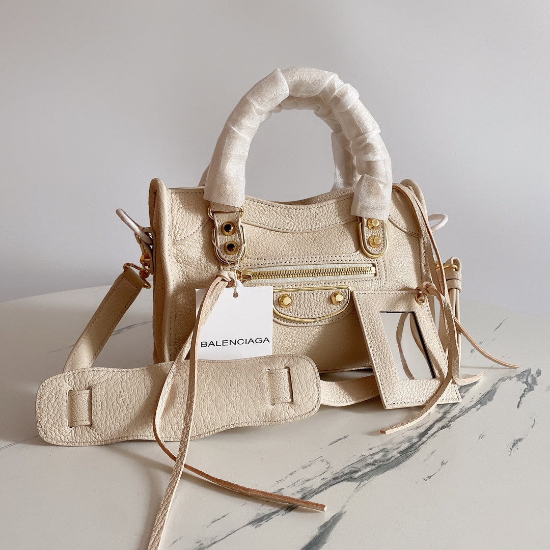 Luxury Balenciaga Motorcyclist Bag - Genuine Goatskin, Off-White