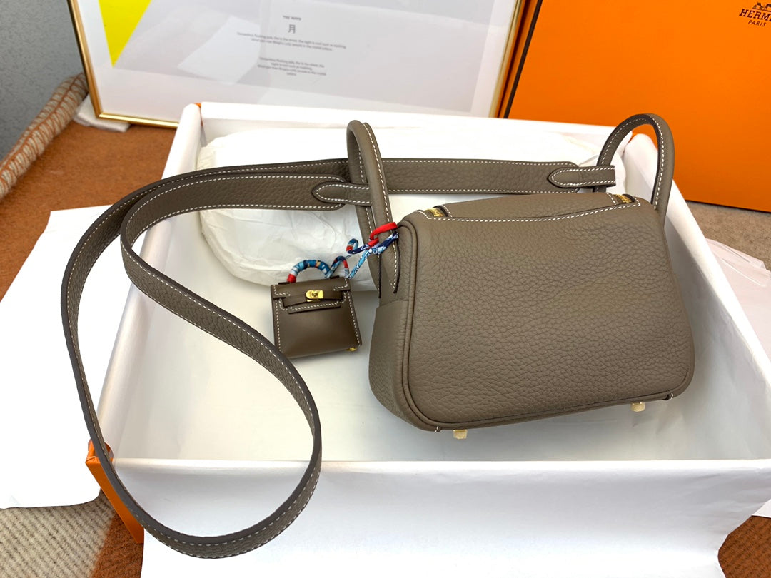 Handmade Leather Lindy Mini Bag - 19cm - Elephant Gray