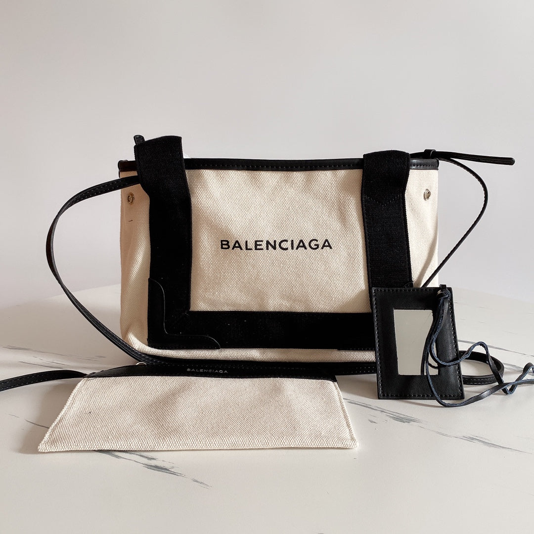 Balenciaga Navy Cabas Double Shopping Bag - Spring/Summer Collection