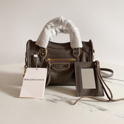 Balenciaga Classic Motorcycle Bag - Dark Gray with Gold Accents