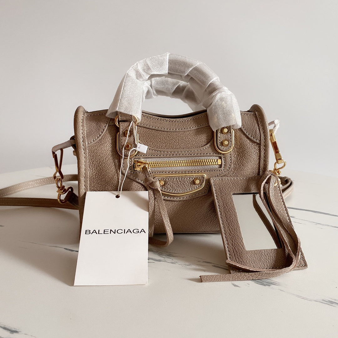 Balenciaga Luxury Motorcycle Bag - Off-White with Gold Accents