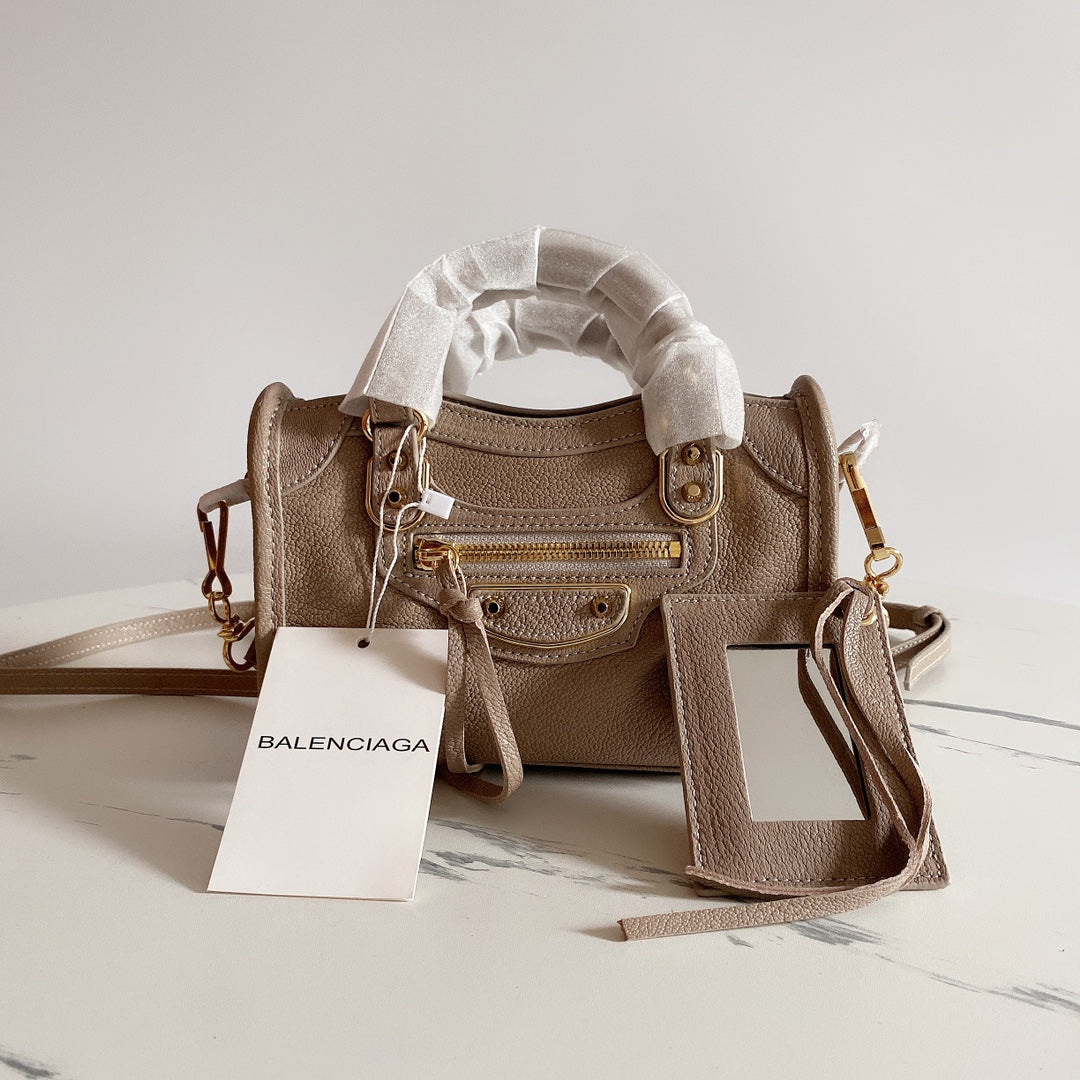 Balenciaga Luxury Motorcycle Bag - Off-White with Gold Accents