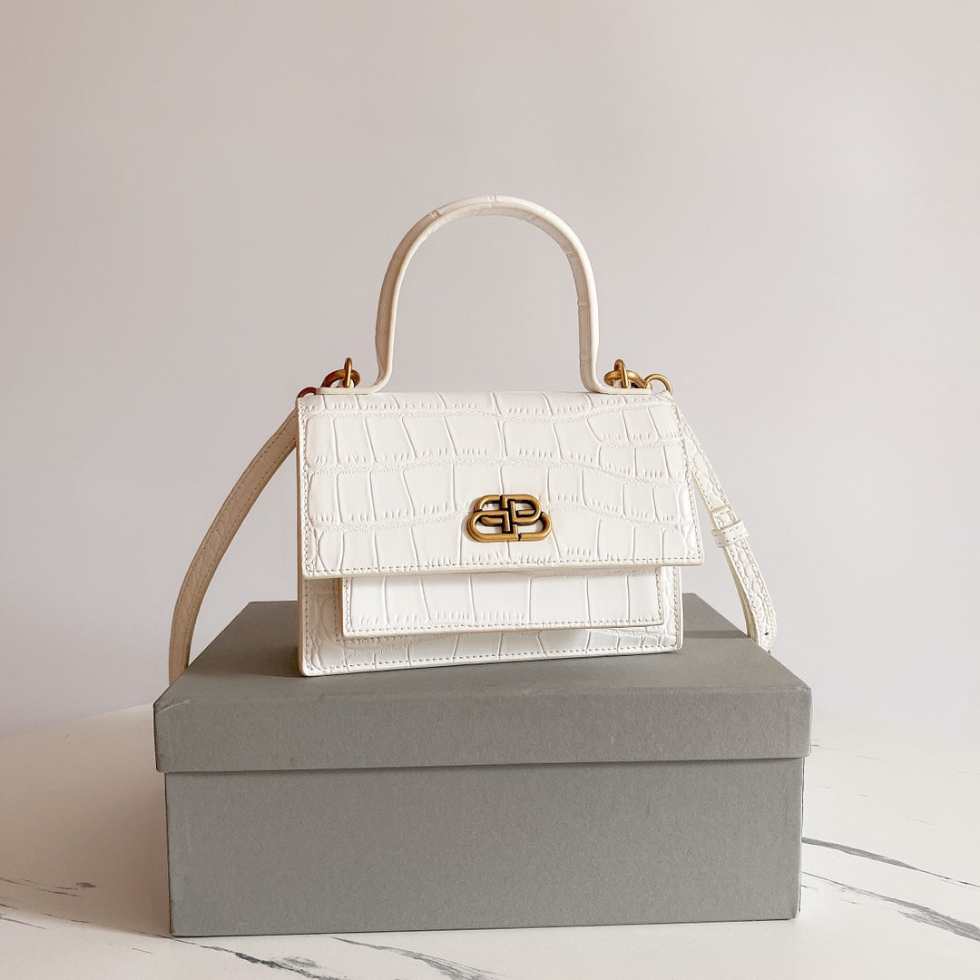 Balenciaga Crocodile Pattern Accordion Crossbody Bag