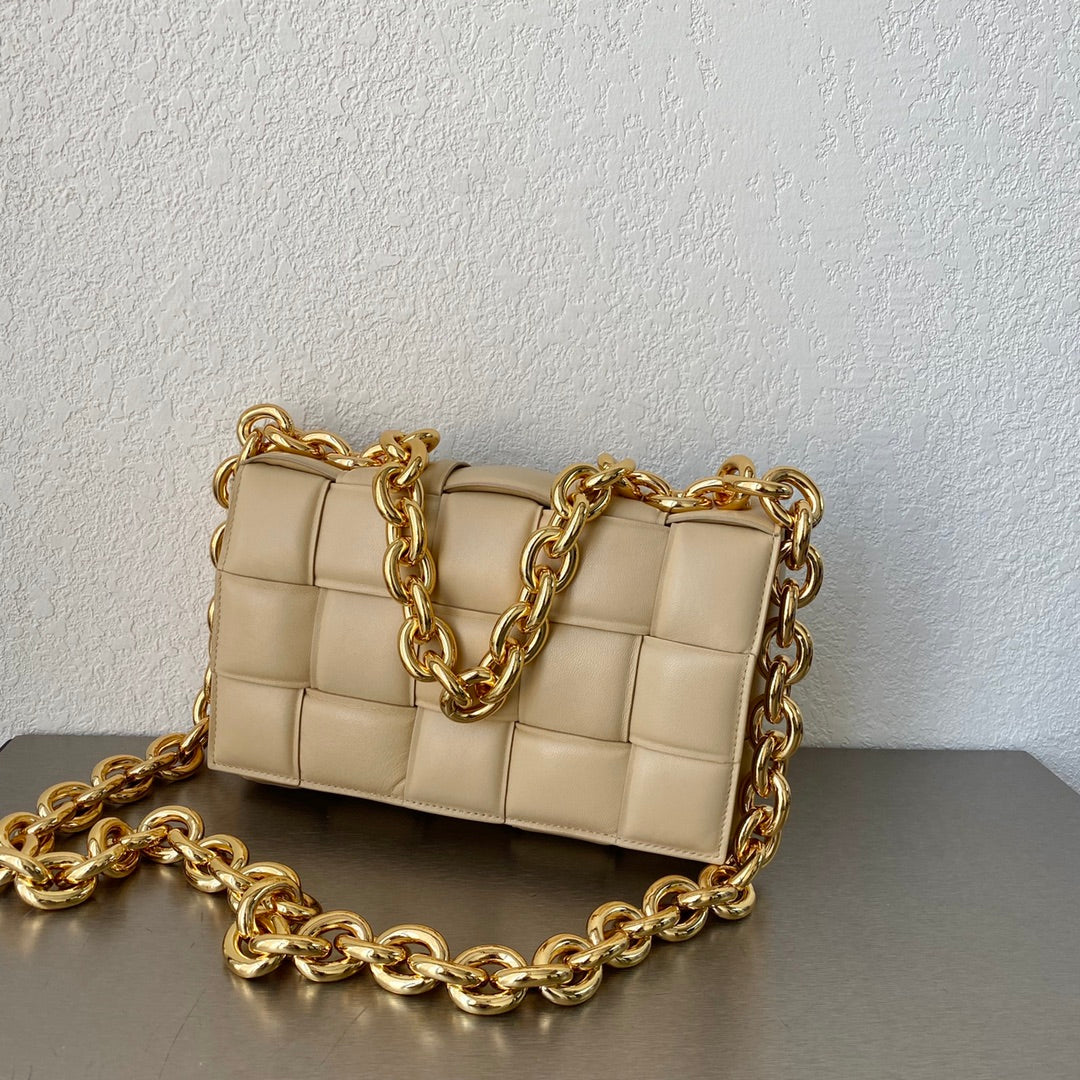 Luxury BV Oatmeal Color Cassette Chain Pillow Bag