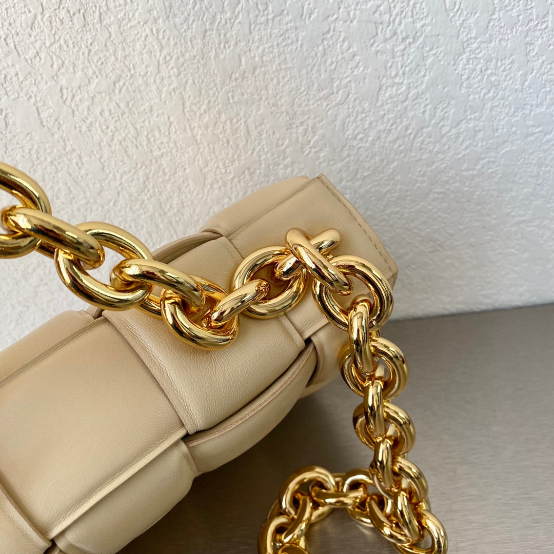 Luxury BV Oatmeal Color Cassette Chain Pillow Bag