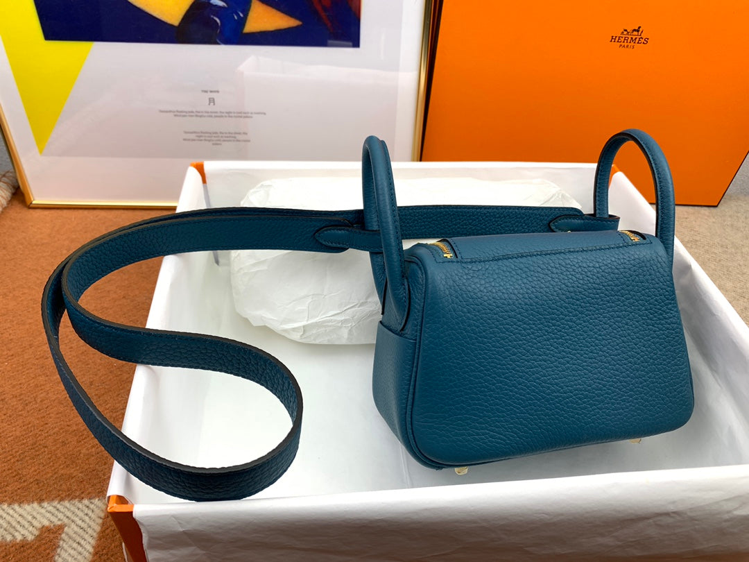 Handmade Mini Lindy Bag in Vert Bosphore 19cm