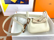 Mini Lindy 19cm Clemence Leather Bag - Milkshake White