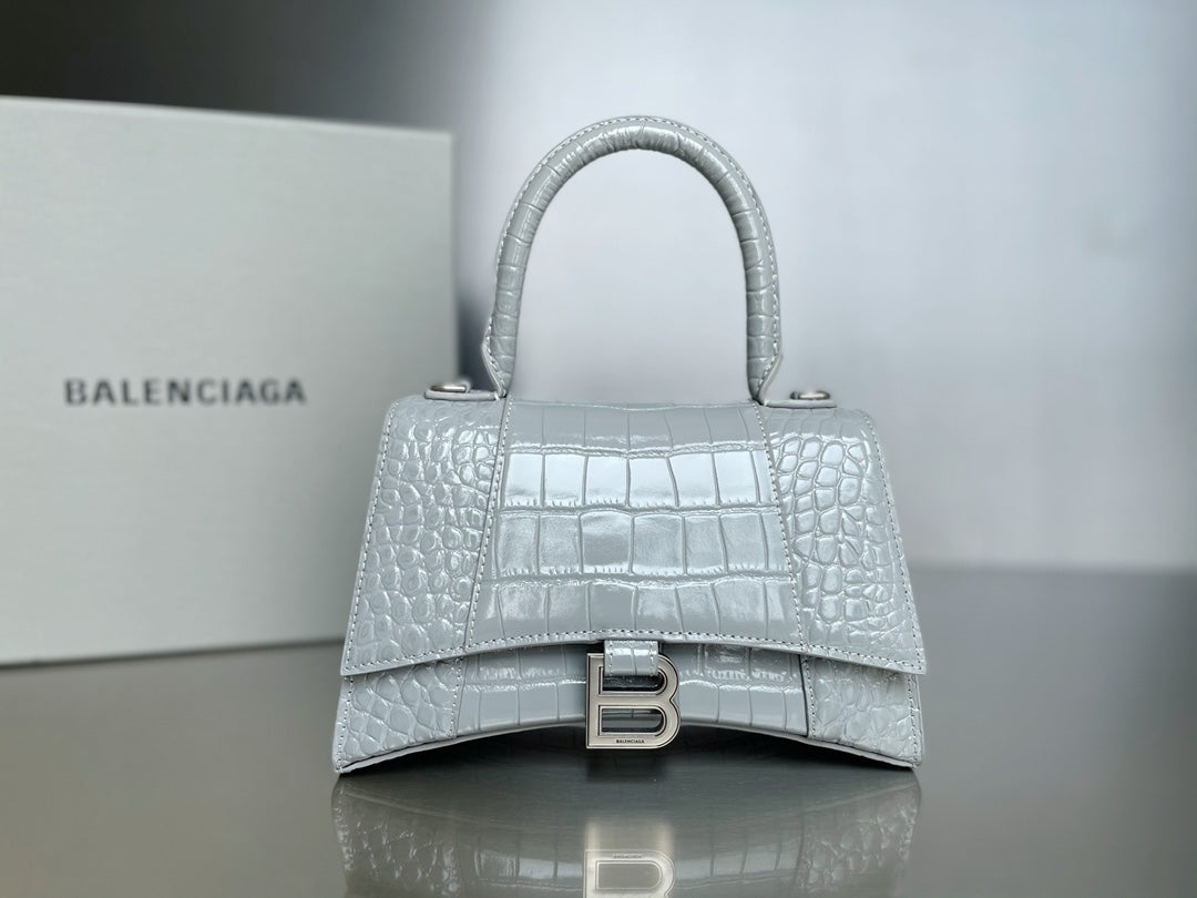 ** Balenciaga Hourglass Bag - Crocodile Pattern Gray (23cm)

**