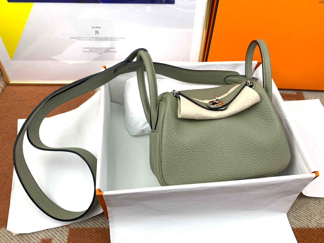 Handmade Mini Lindy Bag - Sage Green Clemence Leather