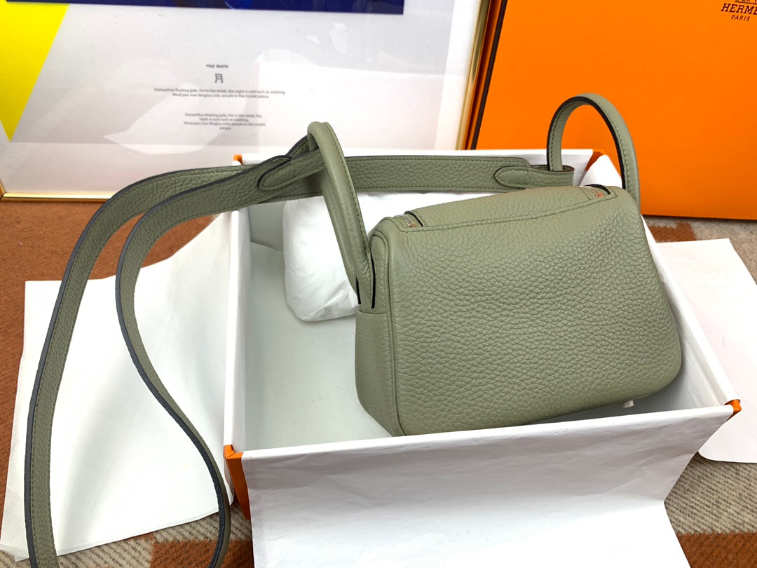 Handmade Mini Lindy Bag - Sage Green Clemence Leather