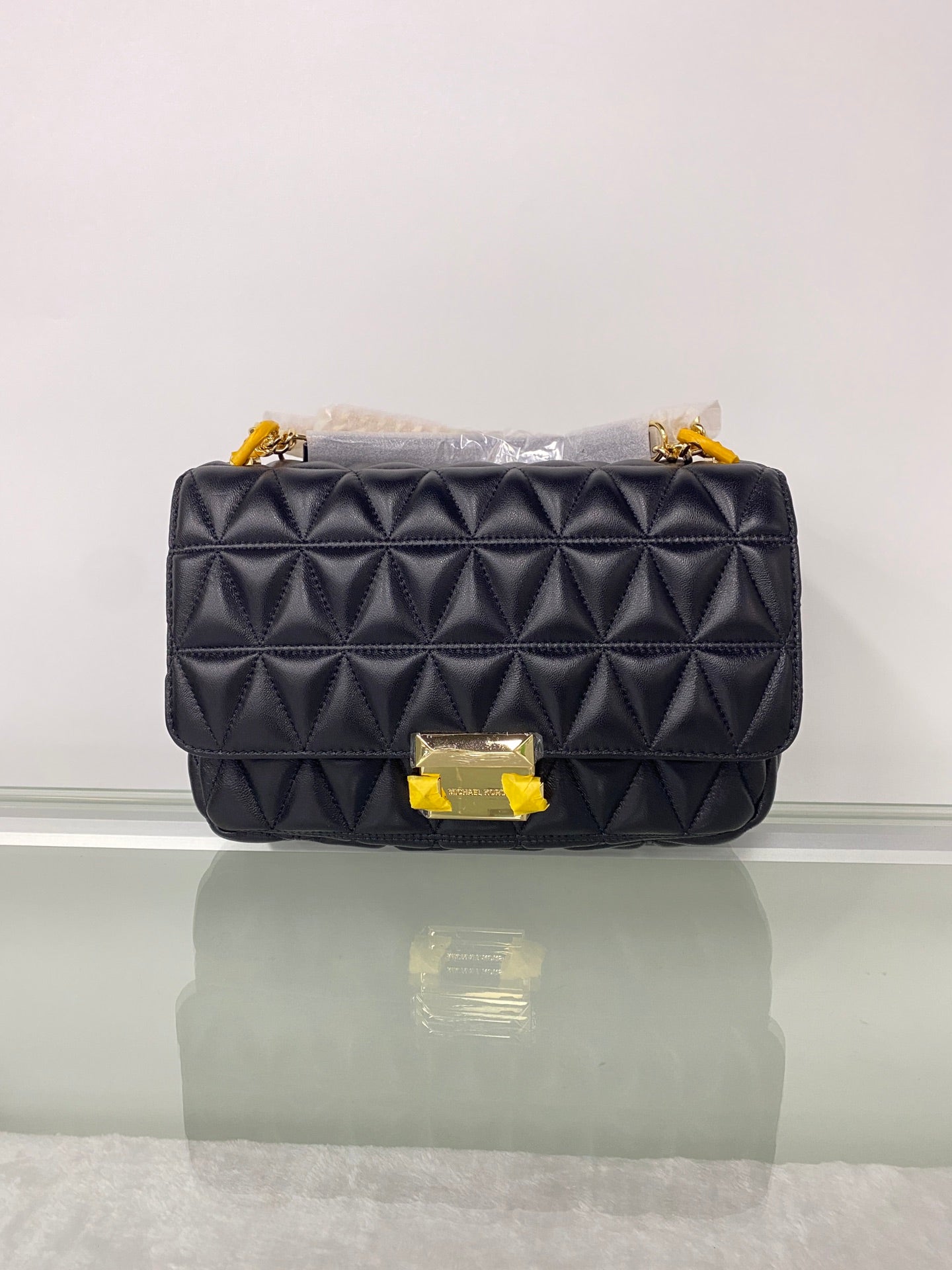 Black Diamond Sheepskin Medium Women's Chain Bag - Sloan Series