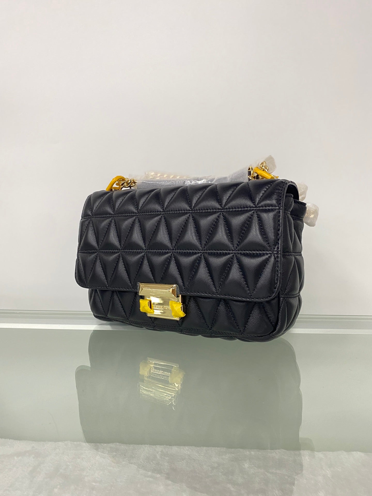 Black Diamond Sheepskin Medium Women's Chain Bag - Sloan Series