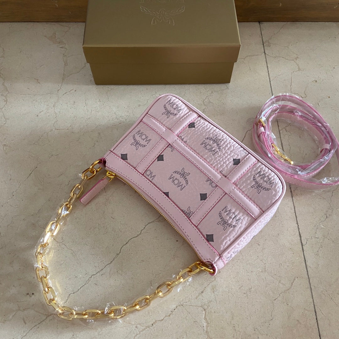 MCM Underarm Mahjong Bag - Nappa Leather, Adjustable Strap