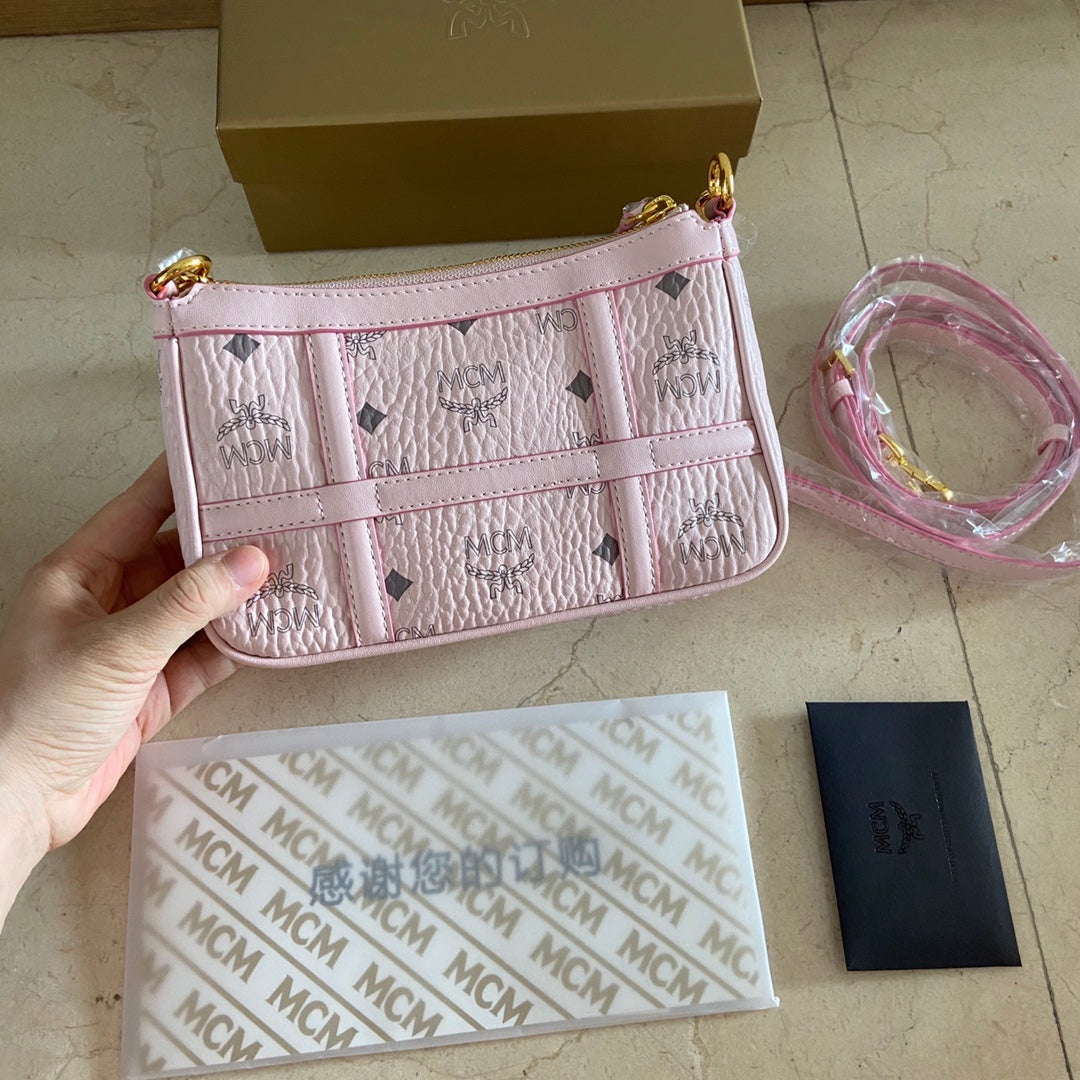 MCM Underarm Mahjong Bag - Nappa Leather, Adjustable Strap