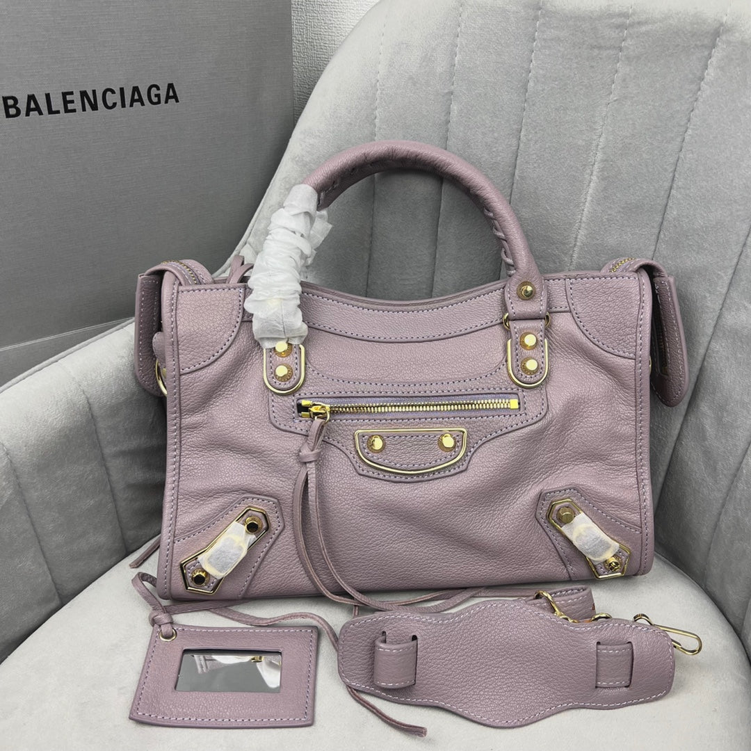 Balenciaga Italian Goatskin Motorcycle Bag â€“ Taro Purple, 30cm