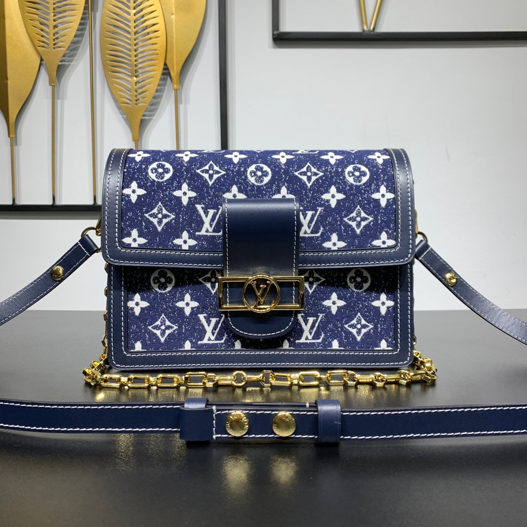 Louis Vuitton Dauphine Medium Handbag in Classic Logo Denim