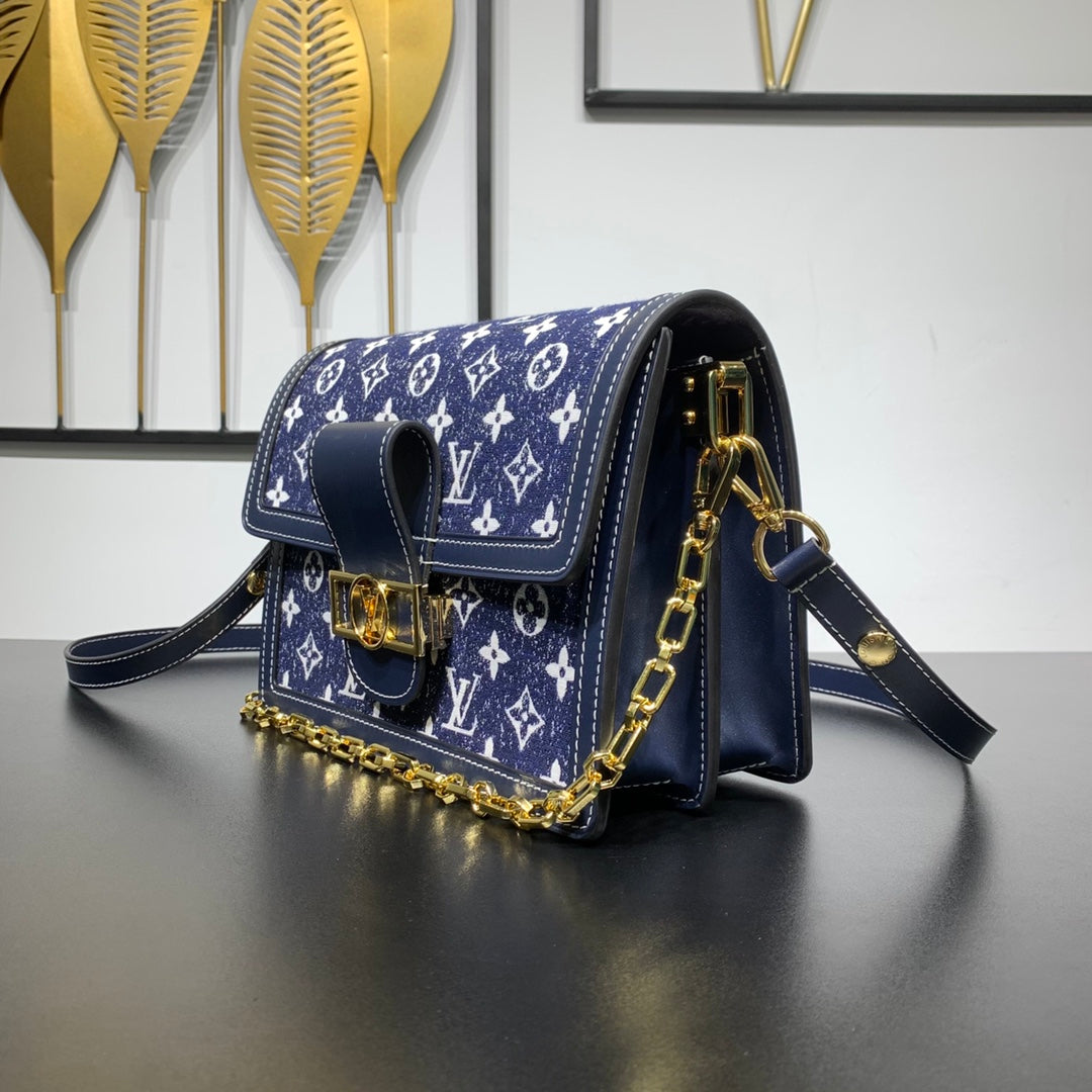 Louis Vuitton Dauphine Medium Handbag in Classic Logo Denim