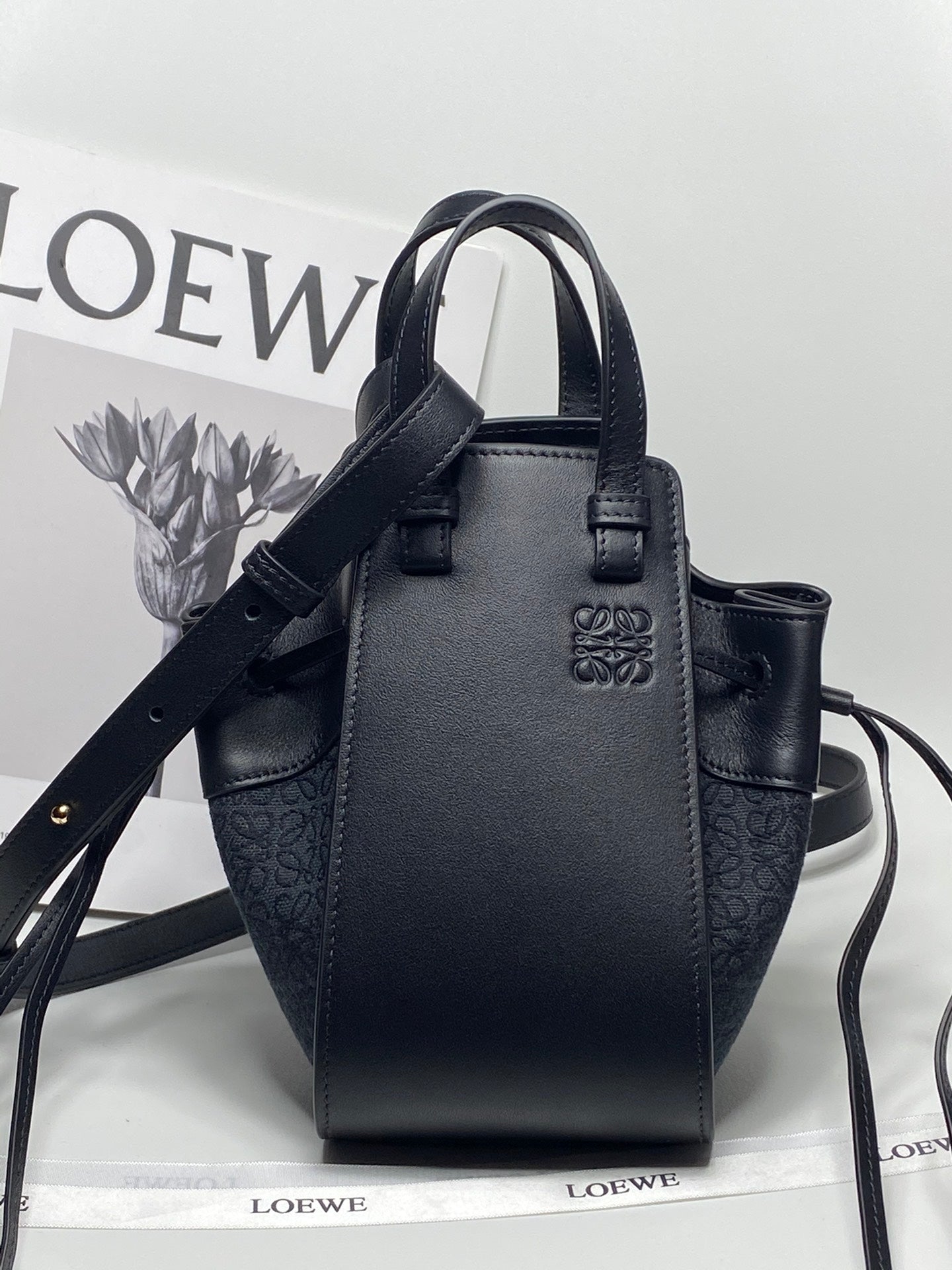 Loewe Mini Hammock Bag - Genuine Leather Brown Patchwork