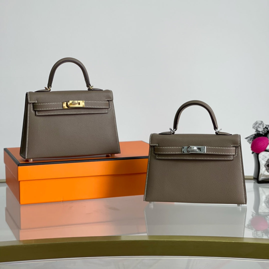 Stylish Elephant Gray Handbag with Silver Buckle