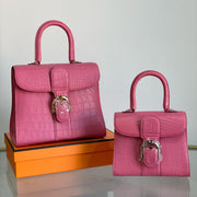 Matte Nile Crocodile Lipstick Powder Bag - Luxury Leather Craftsmanship