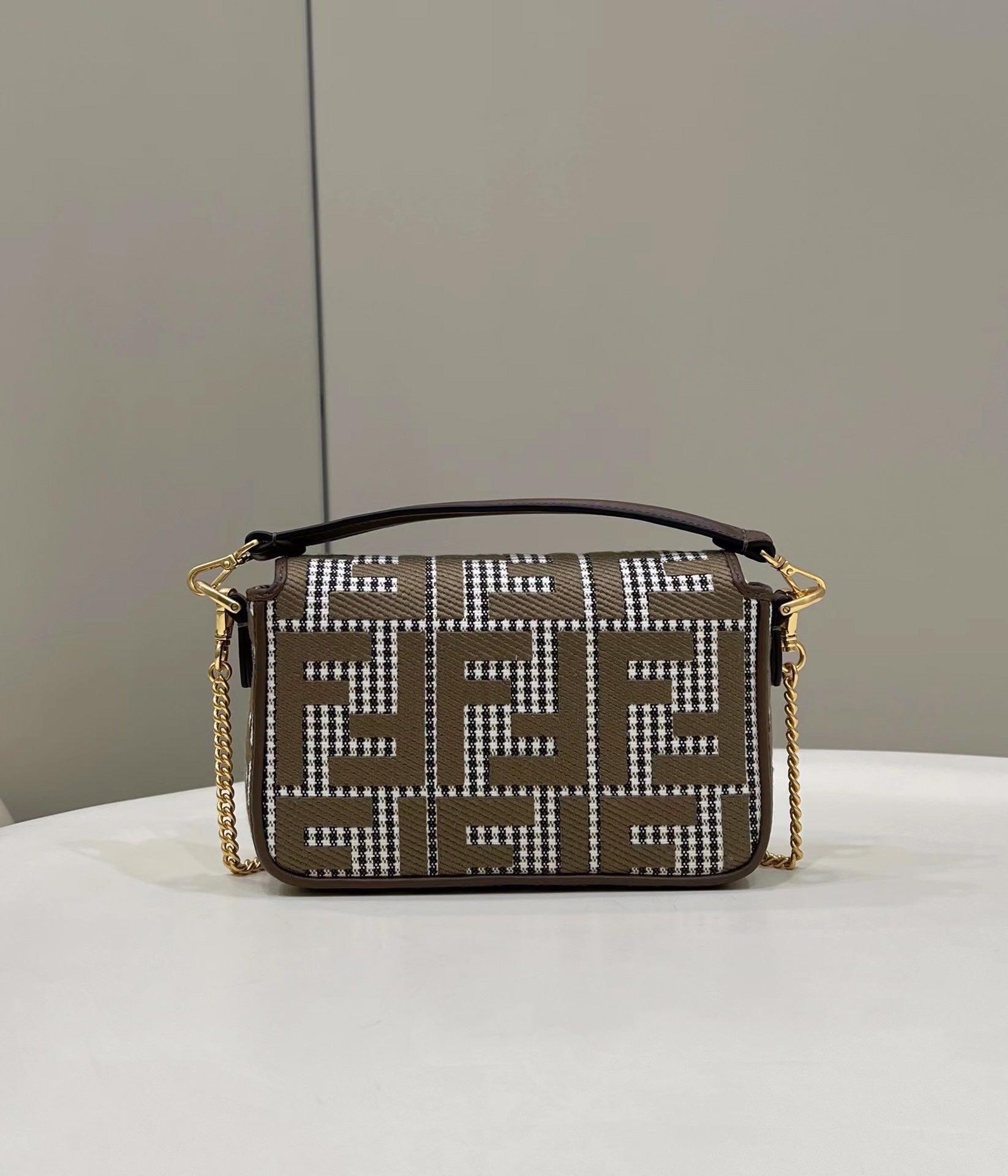 Luxury Houndstooth Baguette Embroidered Bag