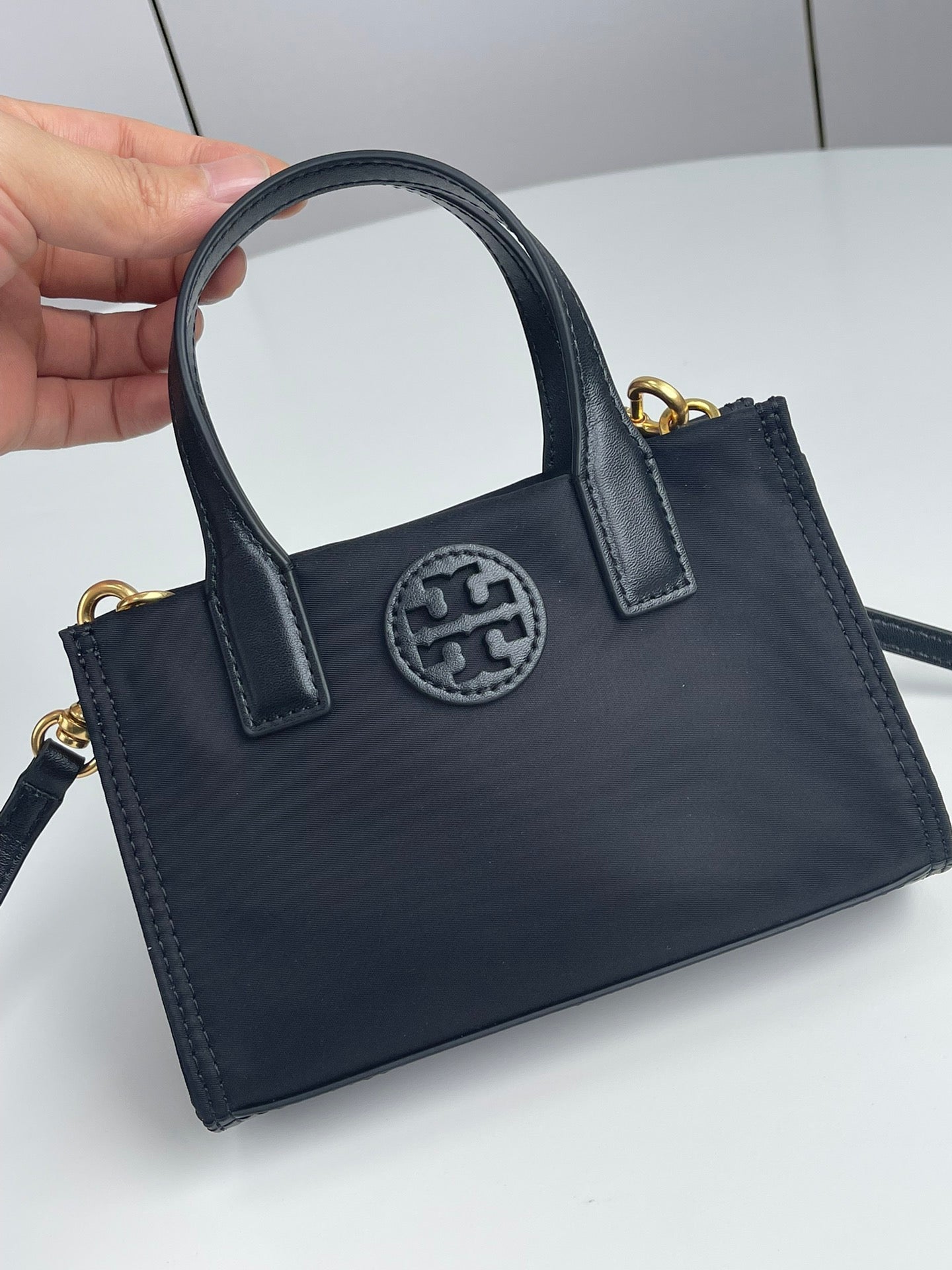 Tory Burch Ella Mini Crossbody Tote - Black, Electric Blue & Yellow Rose Red