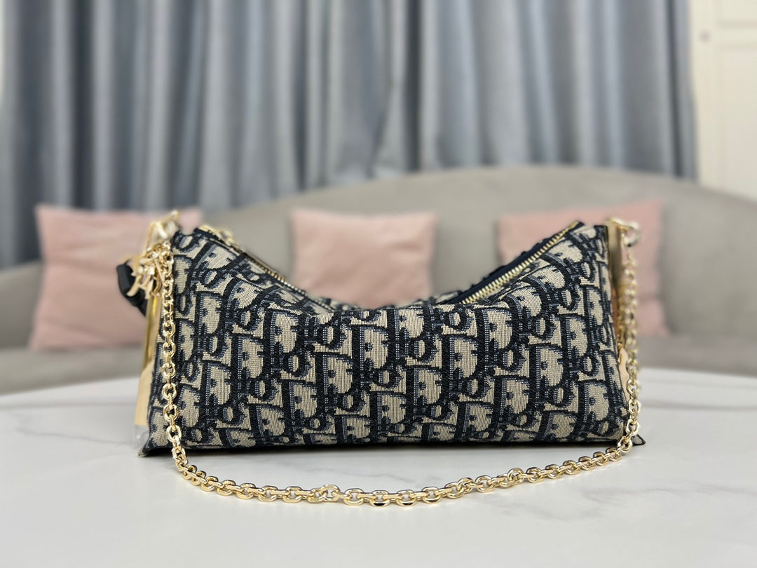 Dior Club Handbag - Blue Oblique Print, Chic and Versatile