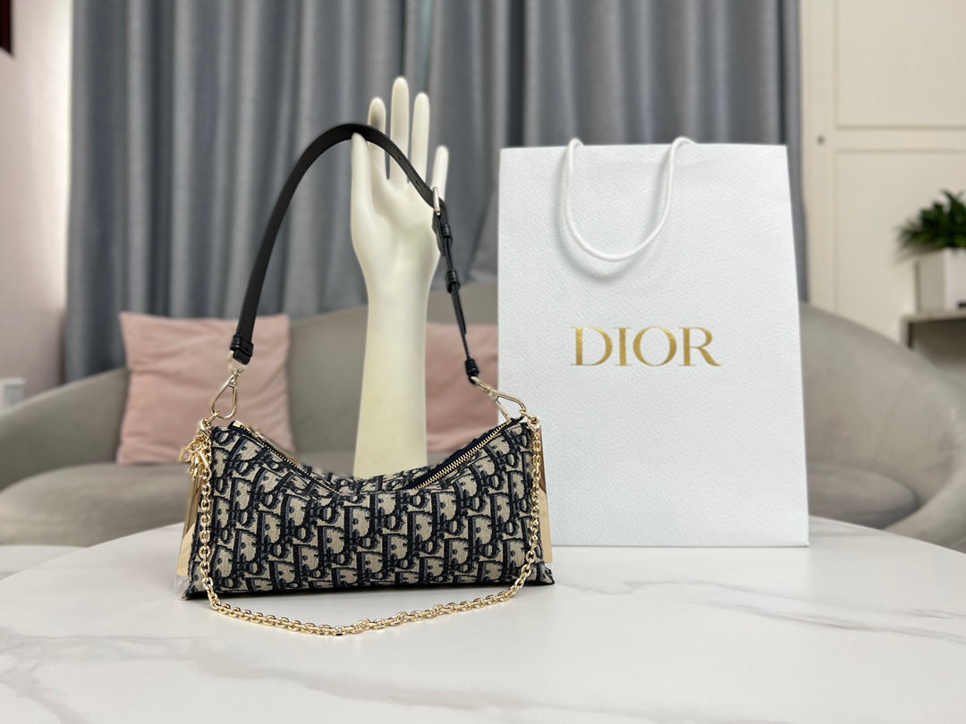 Dior Club Handbag - Blue Oblique Print, Chic and Versatile