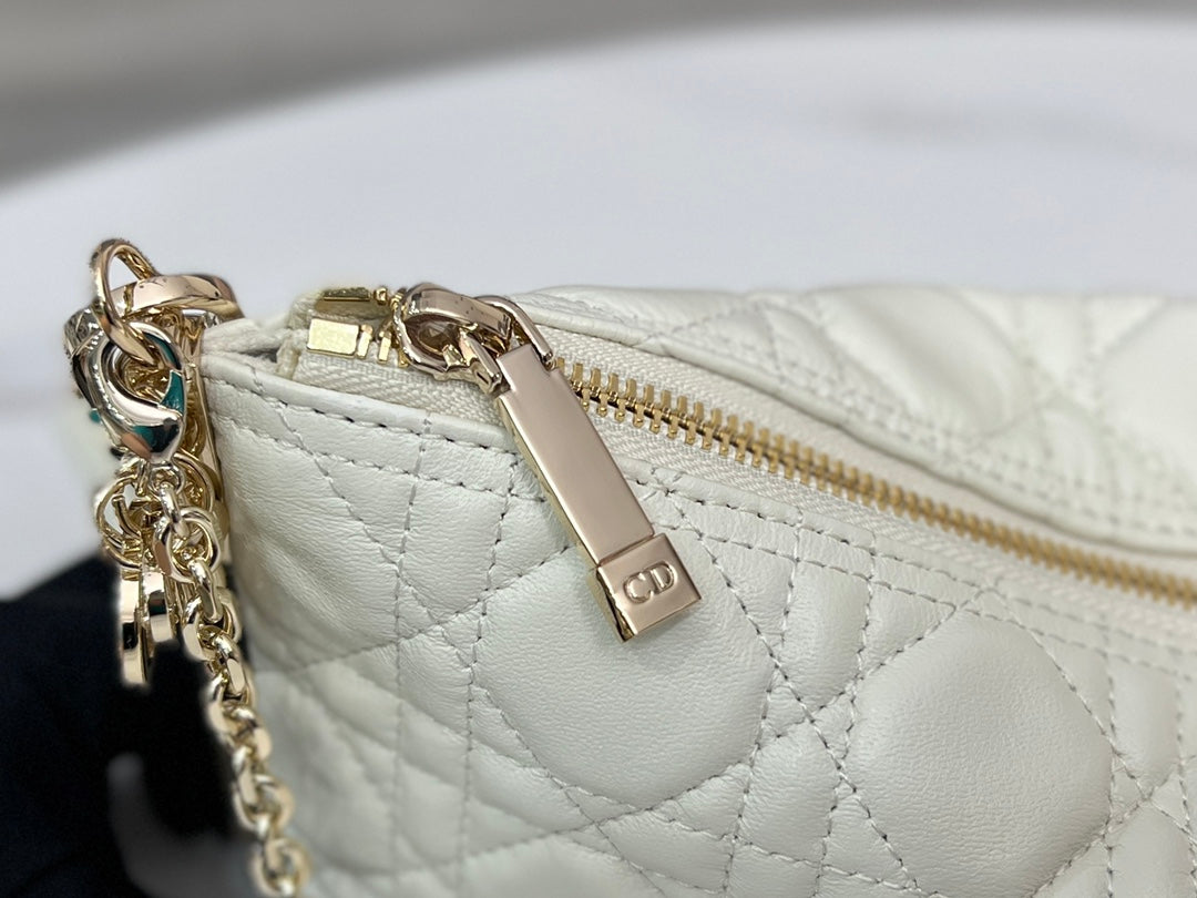 DIOR CLUB White Sheepskin Cannage Handbag