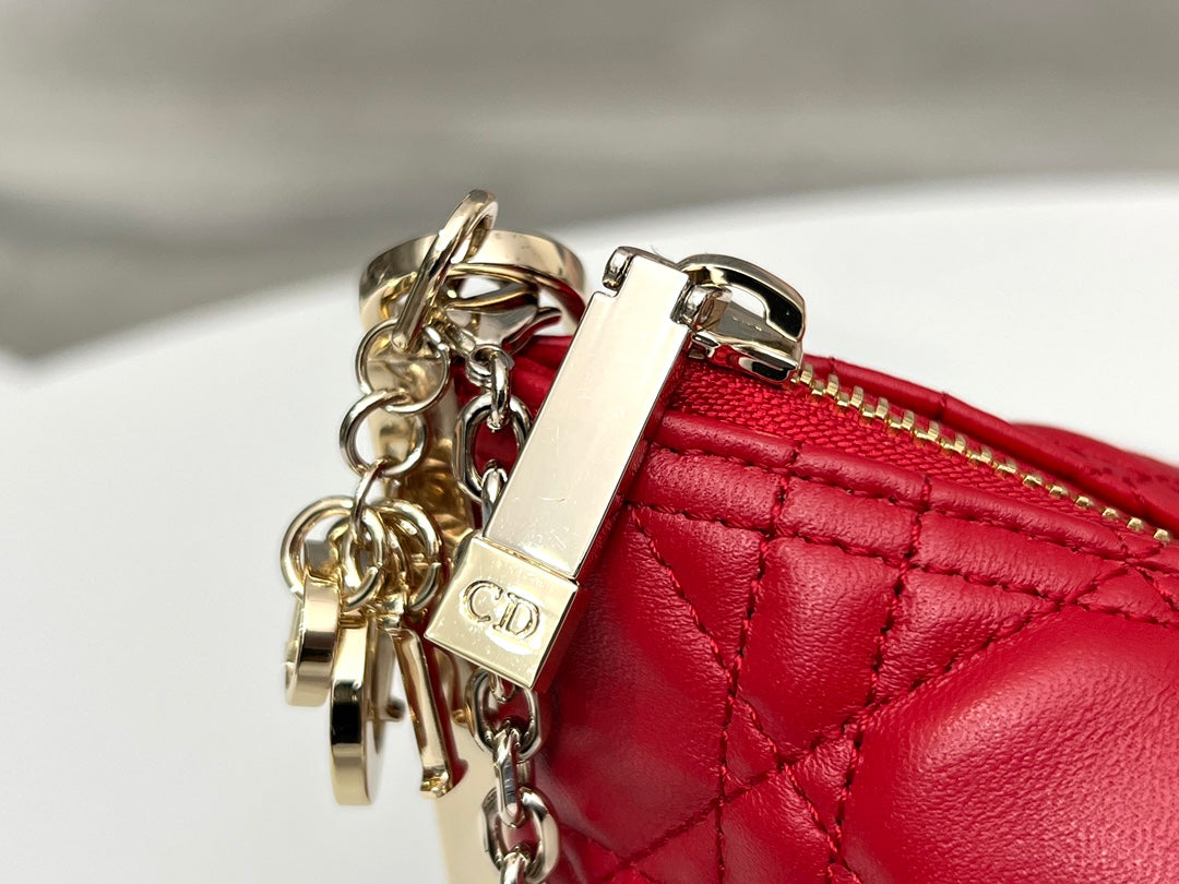 DIOR CLUB Red Cannage Leather Handbag