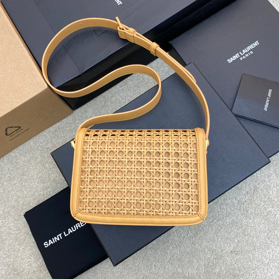 Braided Apricot Gold Leather Bag - Solferino Box Collection