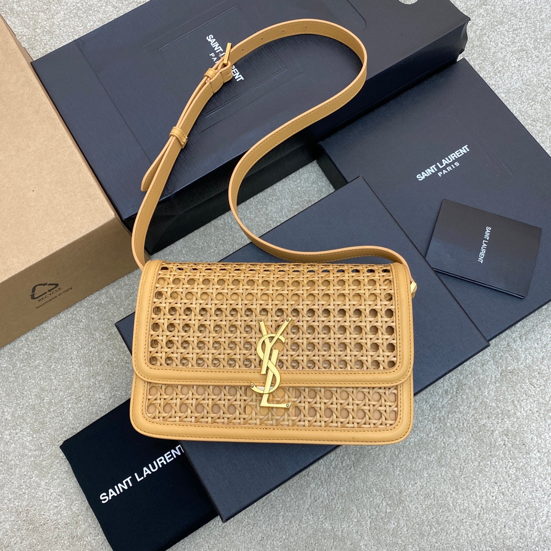 Solferino Box Braided Apricot & Gold Handbag