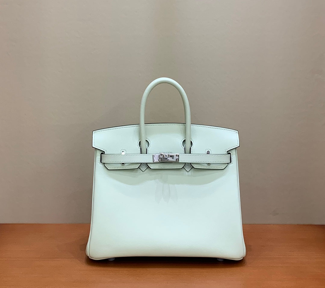 Customizable Birkin 25cm Swift in Bubble Green with Gold and Silver Buckle