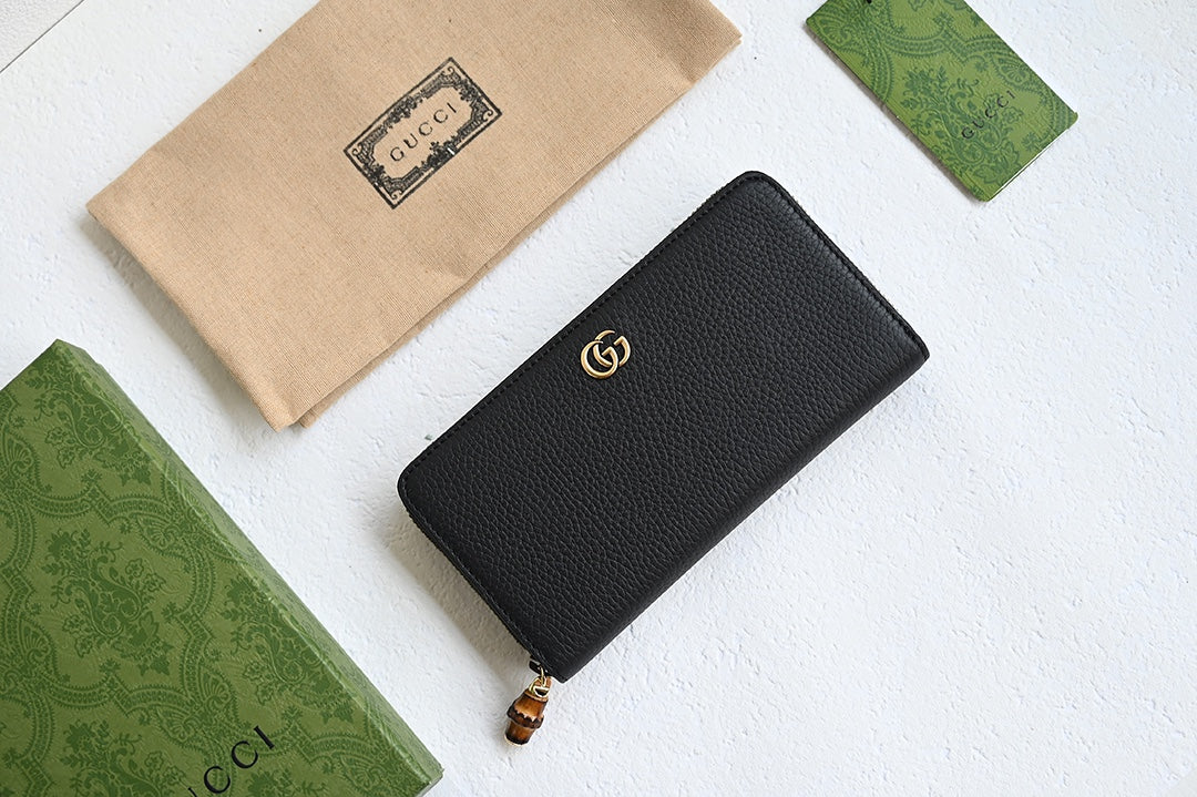 GG Marmont Long Clip Wallet in Classic Black Leather